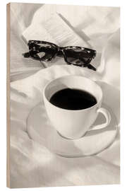 Holzbild Kaffee im Bett