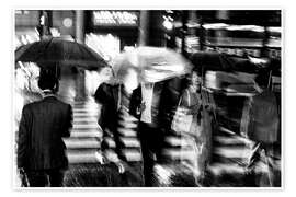 Wandbild Kreuzung an einem regnerischen Tag