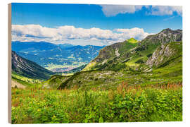 Holzbild Blick vom Nebelhorn auf Obersdorf - Rico Ködder