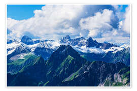 Wandbild Blick vom Nebelhorn bei Oberstdorf auf die Alpen - Rico Ködder