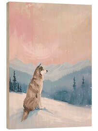 Holzbild Einsamer Wolf - Ohkimiko