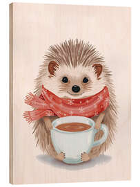 Holzbild Igel mit Kakao