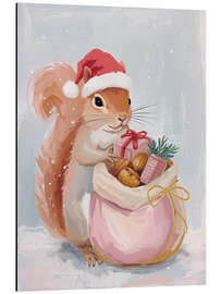 Alubild Süßes Eichhörnchen und Weihnachtsgeschenke - Ohkimiko