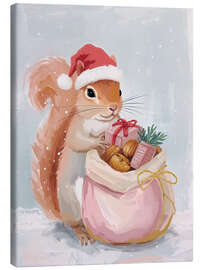 Leinwandbild Süßes Eichhörnchen und Weihnachtsgeschenke - Ohkimiko