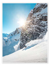 Wandbild Arlberg Skifahren im Tiefschnee - Lucas Tiefenthaler