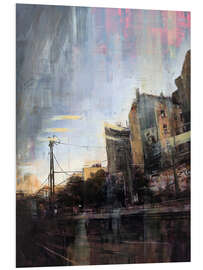 Hartschaumbild S-Bahn-Fahrt am Berliner Abend