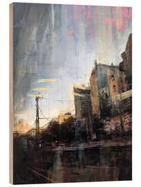 Holzbild S-Bahn-Fahrt am Berliner Abend