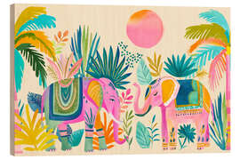 Holzbild Im Elefantengarten - Andrea Haase