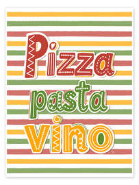 Wandbild Pizza Pasta Vino - Martina