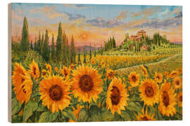 Holzbild Sonnenblumen in der Toskana
