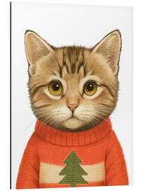 Alubild Katze im Weihnachtspullover - Nikita Korenkov