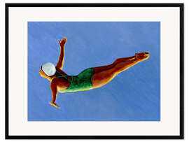 Gerahmter Kunstdruck Turmspringerin mit grünem Badeanzug