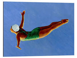 Magnettafel Turmspringerin mit grünem Badeanzug