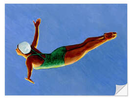 Wandsticker Turmspringerin mit grünem Badeanzug