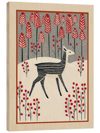 Holzbild Kitz in einer Winterlandschaft - Branka Kodžoman