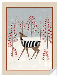 Wandsticker Hirsche im verschneiten Wald