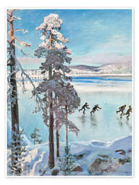 Poster Eisläufer in der Nähe der Küste von Kalela