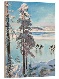 Holzbild Eisläufer in der Nähe der Küste von Kalela