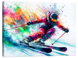 Leinwandbild Skifahrer in voller Fahrt