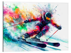 Magnettafel Skifahrer in voller Fahrt