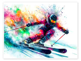 Poster Skifahrer in voller Fahrt