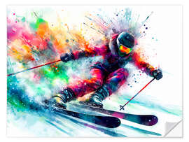 Wandsticker Skifahrer in voller Fahrt