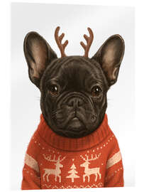 Acrylglasbild Französische Bulldogge im Weihnachtspullover - Nikita Korenkov