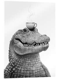 Acrylglasbild Krokodil mit Kaffee