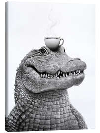 Leinwandbild Krokodil mit Kaffee