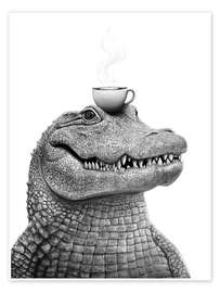 Wandbild Krokodil mit Kaffee - Valeriya Korenkova