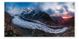 Wandbild Sonnenuntergang am Unteren Grindelwaldgletscher im Berner Oberland - Marcel Gross
