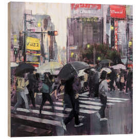 Holzbild Rush Hour am Shinjuku Bahnhof in Tokio - Eduard Warkentin