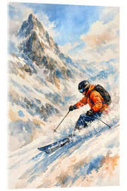 Acrylglasbild Skifahrer abseits der Piste