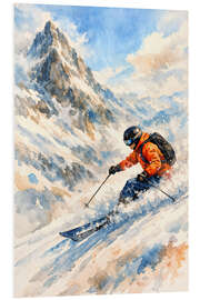 Hartschaumbild Skifahrer abseits der Piste