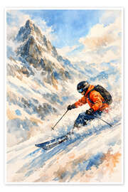 Poster Skifahrer abseits der Piste