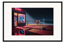 Gerahmter Kunstdruck Night Surfer