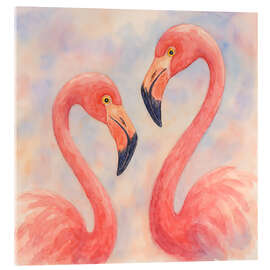Acrylglasbild Romantisches Flamingo-Pärchen - Natalie Bruns