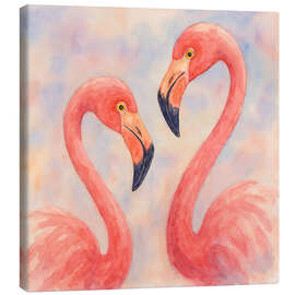 Leinwandbild Romantisches Flamingo-Pärchen - Natalie Bruns