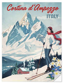Wandsticker Cortina Vintage Skiing