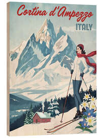 Holzbild Cortina Vintage Skiing