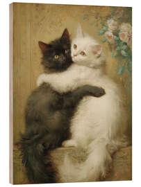 Holzbild Liebe in Schwarzweiß