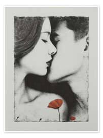 Wandbild Eine Blume war Zeugin des Kusses - DejaReve