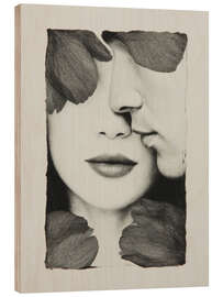 Holzbild Blütenblätter wie Echos unserer Berührung - DejaReve