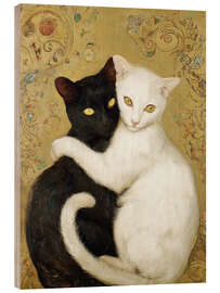 Holzbild Gemeinsam in Schwarzweiß