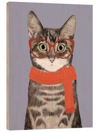 Holzbild Katze mit Schal - EL BUEN LIMÓN