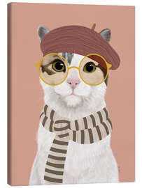 Leinwandbild Katze mit Baskenmütze - EL BUEN LIMÓN