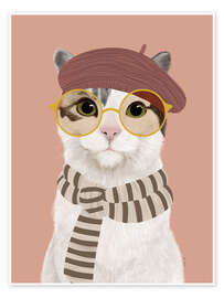 Wandbild Katze mit Baskenmütze - EL BUEN LIMÓN
