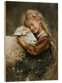 Holzbild Liebe für ein Schaf - Olga Telnova