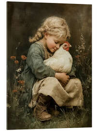 Acrylglasbild Zärtliche Liebe für ein Huhn - Olga Telnova