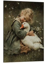 Alubild Mädchen umarmt eine Gans - Olga Telnova